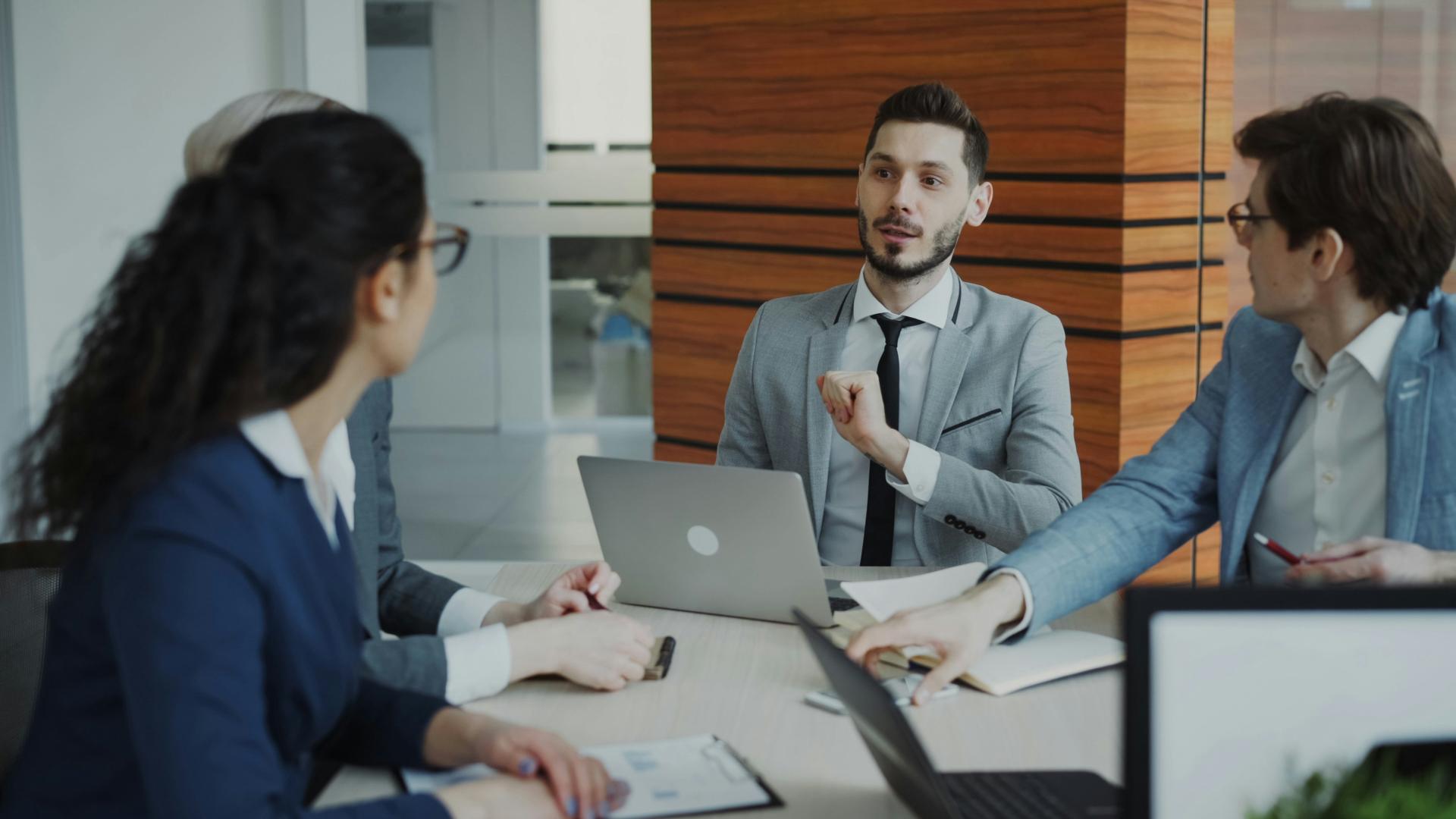 Business team managing outsourced operations